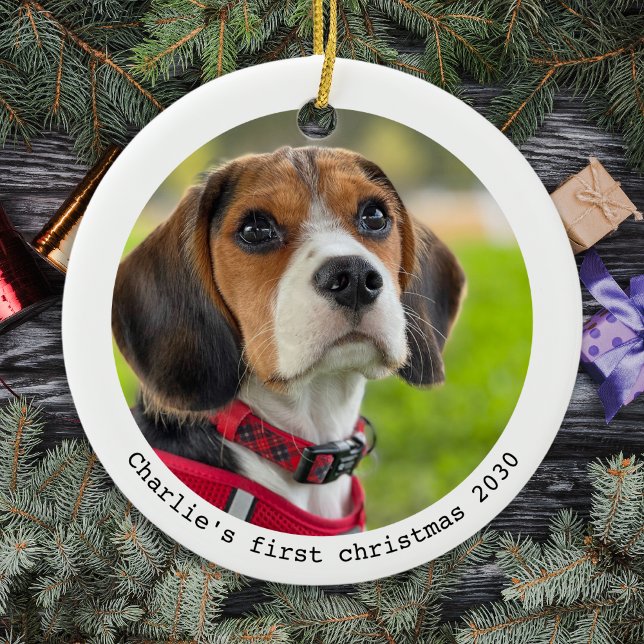 First Christmas Personalised Pet Puppy Dog Photo Ceramic Ornament (Creator Uploaded)