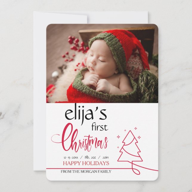 First Christmas Photo Birth Announcement (Front)