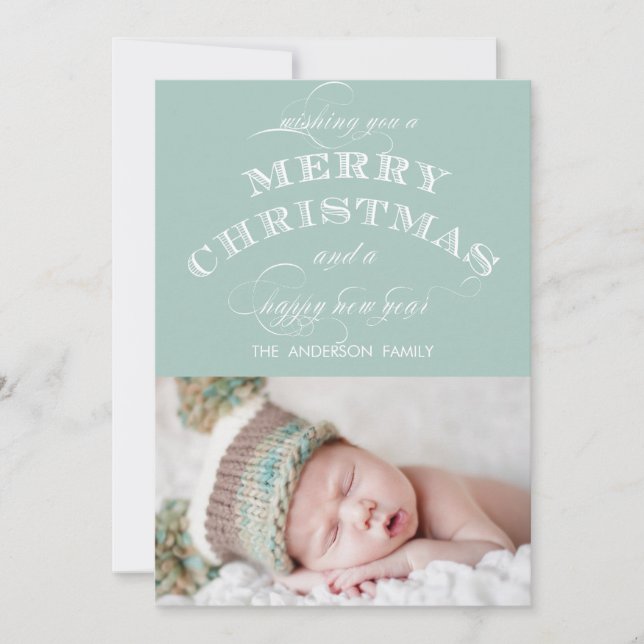 FIRST CHRISTMAS PHOTO CARD MINT GREEN (Front)