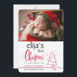 First Christmas Photo Holiday Greeting Card<br><div class="desc">A Christmas-theme photo birth announcement in a minimalist style. (Vector created by BiZkettE1 - www.freepik.com). (Pix). The card is easy to customise with your wording, font, font colour, paper shape and choice of paper type. Not exactly what you're looking for? All our products can be custom designed to meet your...</div>