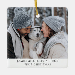 First Christmas Photo Keepsake Couple Dog Ceramic Ornament