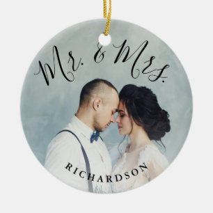 First Christmas Photo Mr. and Mrs. Ceramic Tree Decoration