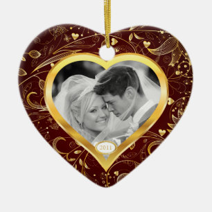 First Christmas Photo Ornament Gold Heart
