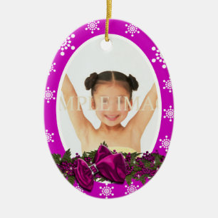 First Christmas photo PERSONALIZE pink Ceramic Tree Decoration