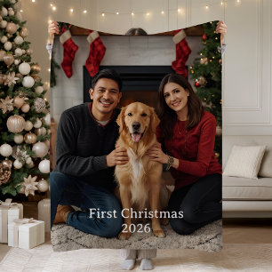 First Christmas Photo Sherpa Blanket Newlywed Gift