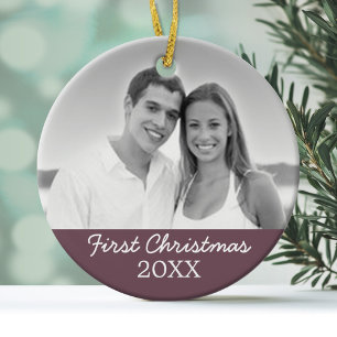 First Christmas Photo - Single Sided Ceramic Ornament
