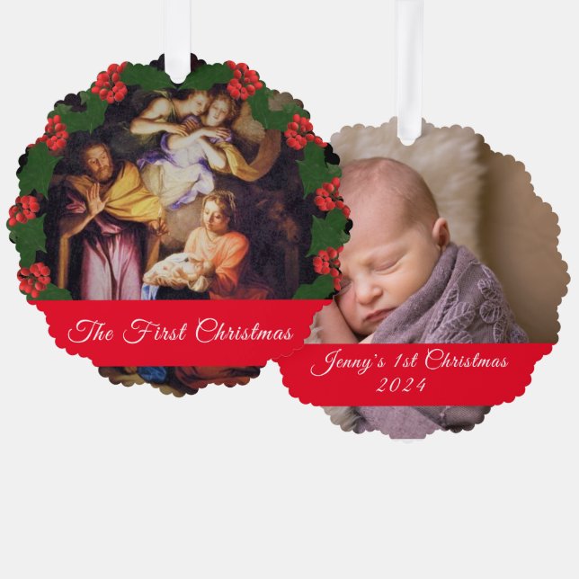First Christmas Photo Tree Decoration Card (Front/Back)