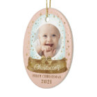 First Christmas Pink Baby Photo & Name Snow Globe