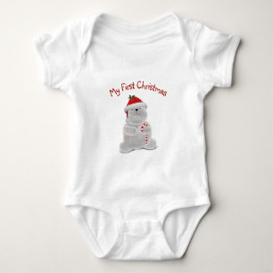 First Christmas Polar Bear Baby Bodysuit