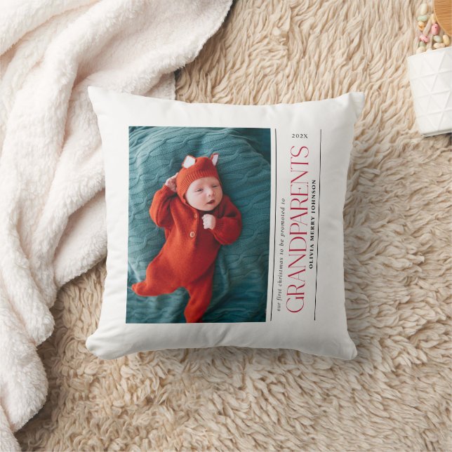 First Christmas Promoted Grandparents Daddy Photo Cushion (Blanket)