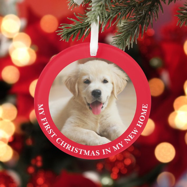 First Christmas Puppy Dog Personalised Photo Ornament (Creator Uploaded)