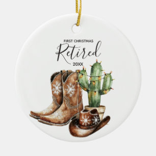 First Christmas Retired Cactus Cowboy Gift Ceramic Ornament