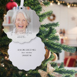First Christmas Retired Name Year Photo Overlay Tree Decoration Card<br><div class="desc">First Christmas Retired Photo Overlay Name Year Script Ornament. Your first married Christmas is very special, and this handy all-in-one ornament and card, has your photo and First Christmas in an informal set script on the front along with your name and year, and your greetings on the back, ready for...</div>