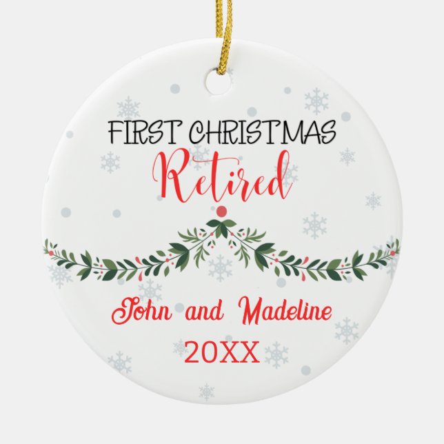 First Christmas Retired Personalised Ceramic Ornament (Front)