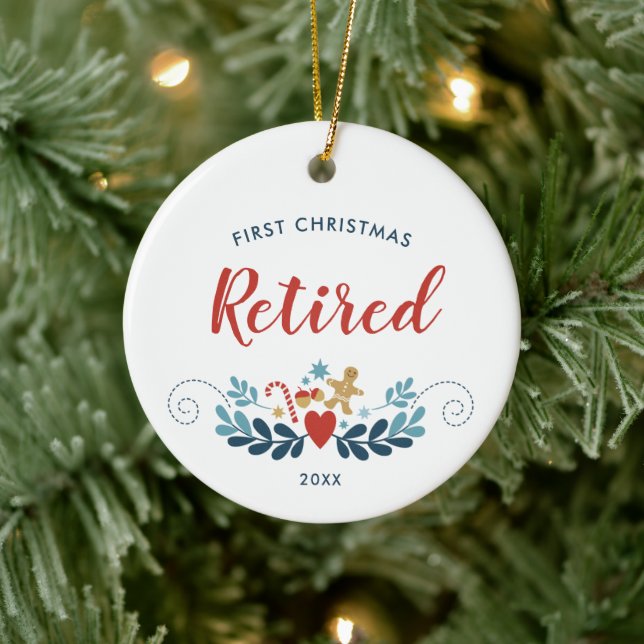 First Christmas Retired Personalised Cute Festive Ceramic Ornament (Tree)