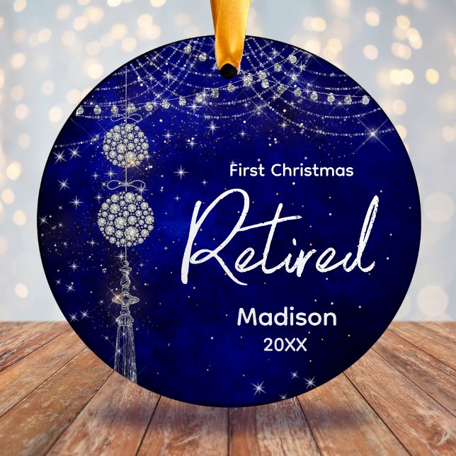 First Christmas retired royal blue faux rhinestone Ceramic Ornament (Creator Uploaded)