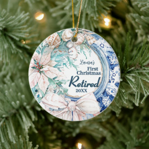 First Christmas Retired Wreath   Ceramic Ornament