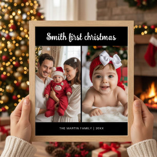 First Christmas Rustic Family Holiday Card