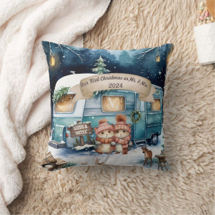 First Christmas RV Couple Newlywed Ornament Cushion