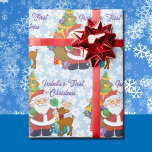 First Christmas Santa Baby's Custom Name  Wrapping Paper<br><div class="desc">Baby's Personalise Name First Christmas Santa Wrapping Paper</div>