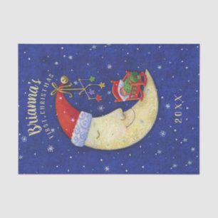 First Christmas Santa Moon Monogrammed Name Tissue Paper