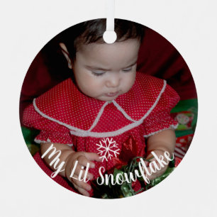 First Christmas Snowflakes Baby Photo Script Metal Tree Decoration
