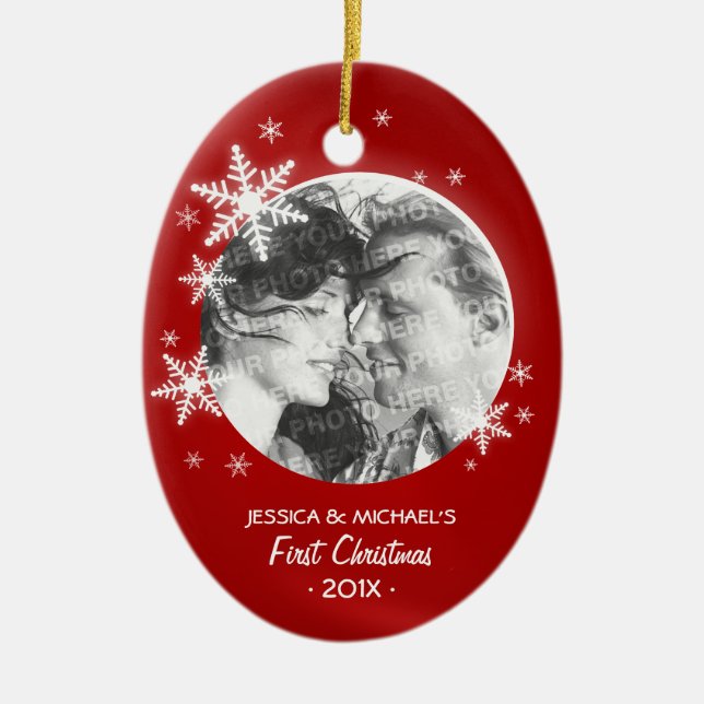 First Christmas Snowflakes Photo ornament (Front)