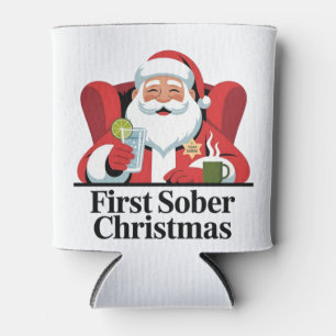 First Christmas Sober Santa Sobriety Xmas Can Cooler