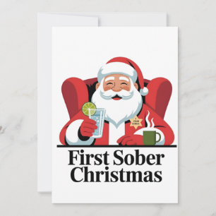 First Christmas Sober Santa Sobriety Xmas Invitation