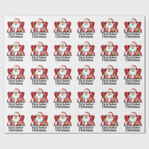 First Christmas Sober Santa Sobriety Xmas Wrapping Paper