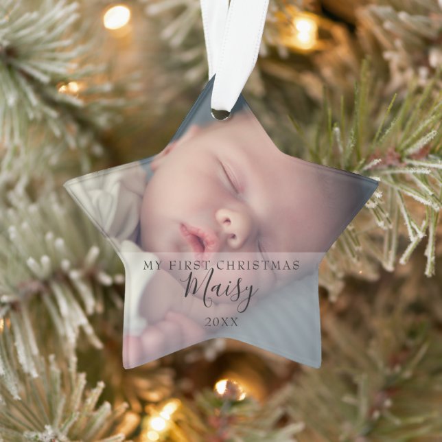 First Christmas Star Baby Photos Holiday  Ornament (Tree)