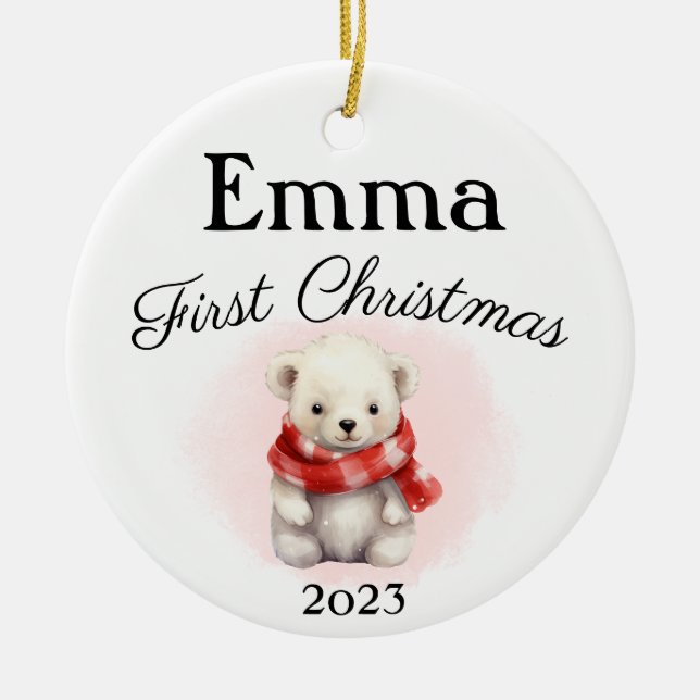 First Christmas Teddy Bear Ornament (Front)