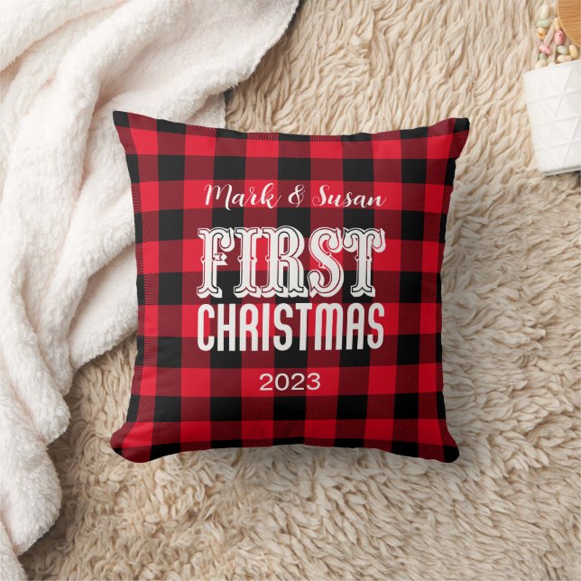 First Christmas Throw Pillow for Couple (Blanket)