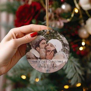 First Christmas Together   2 Photo Holiday Tree Ornament
