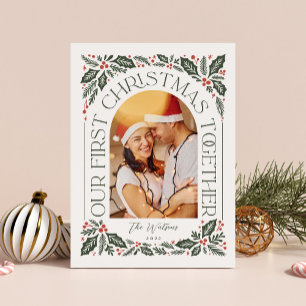First Christmas Together Arch 3 Photo Collage Holiday Card