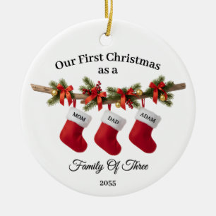 First Christmas Together as a Family of Three Ceramic Ornament