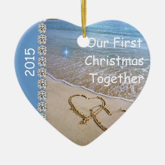 First Christmas TOGETHER BEACH 2015 CUSTOM ORNAMEN Ceramic Ornament (Front)