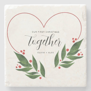 First Christmas Together Christmas Gift for couple Stone Coaster