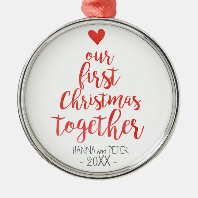 First Christmas together elegant ornament (Front)