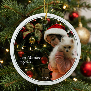 First Christmas Together Family Pet Photo Ceramic Ornament