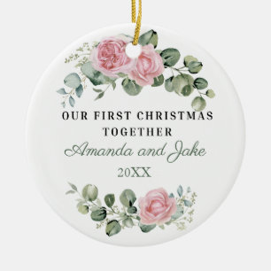 First Christmas Together Floral Ceramic Ornament