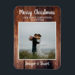 First Christmas together Merrry Christmas photo Magnet<br><div class="desc">Create your own rustic First Christmas together Merrry Christmas photo flexi magnet.
Send your friends and family Merry Christmas wishes with this very unique and personal photo magnet.
Add your own photo,  text and names to personalise it.</div>