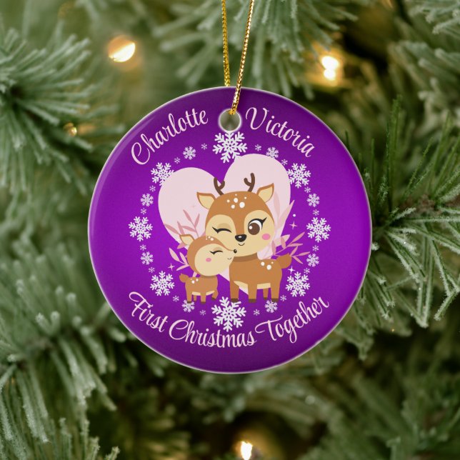 First Christmas together Mum and Daughter reindeer Ceramic Ornament (Tree)