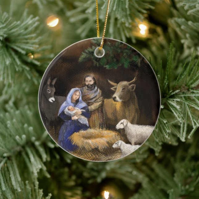 First Christmas together nativity  Ceramic Ornament (Tree)
