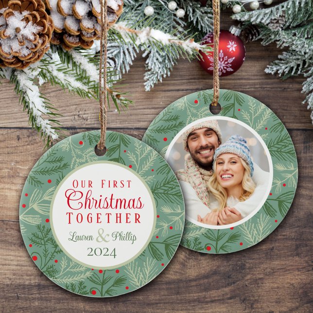 First Christmas Together Photo Ceramic Ornament (Creator Uploaded)