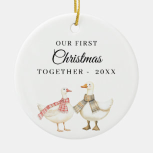 First Christmas Together Photo Goose Couple Ceramic Ornament