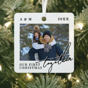 First Christmas Together Photo Metal Tree Decoration