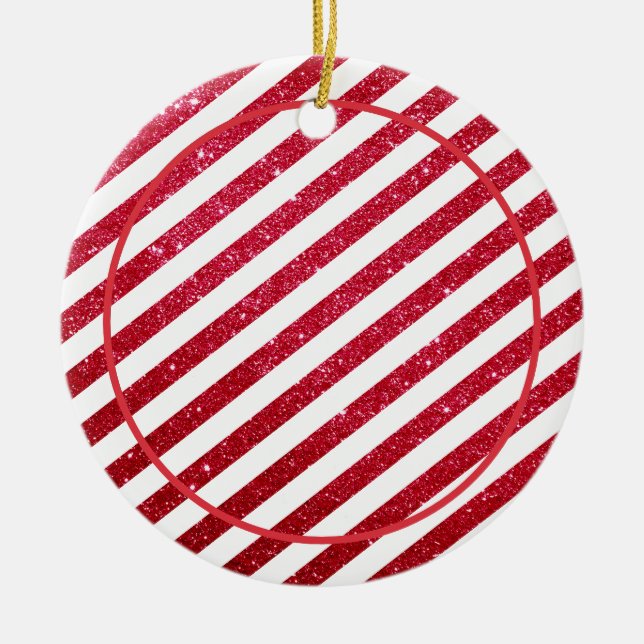 First Christmas Together Red White Photo Couple Ceramic Ornament (Front)