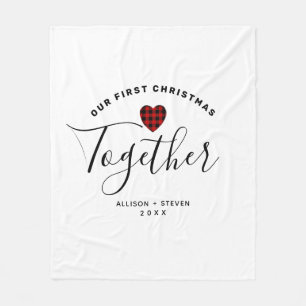 First Christmas Together Rustic Personalised Fleece Blanket