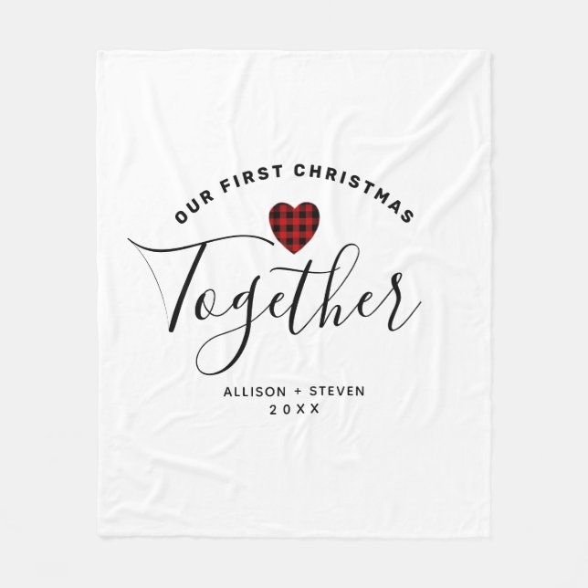 First Christmas Together Rustic Personalised Fleece Blanket (Front)
